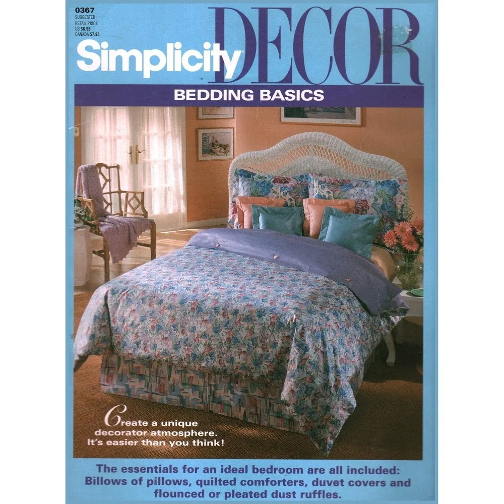 Simplicity Decor Bedding Basics Sewing instruction Comforter Duvet Dust Ruffle